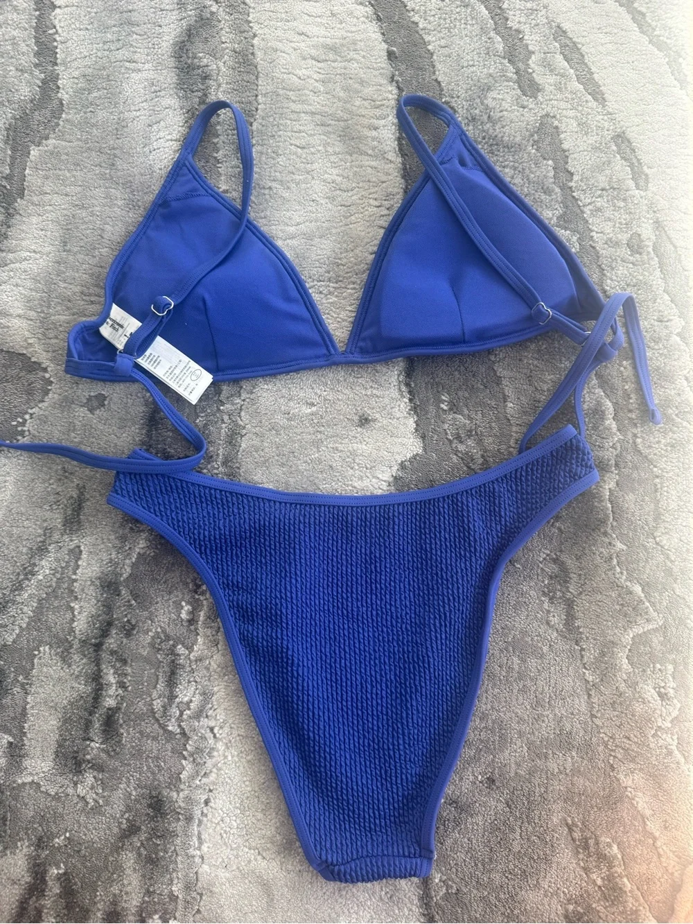 Abercrombie & Fitch Textured Triangle Bikini in Royal Blue